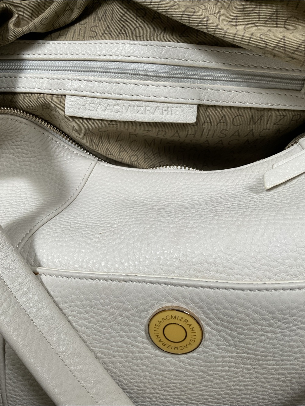 Isaac Mizrahi White Leather Shoulder Hobo with Tassel - Picture 6 of 7
